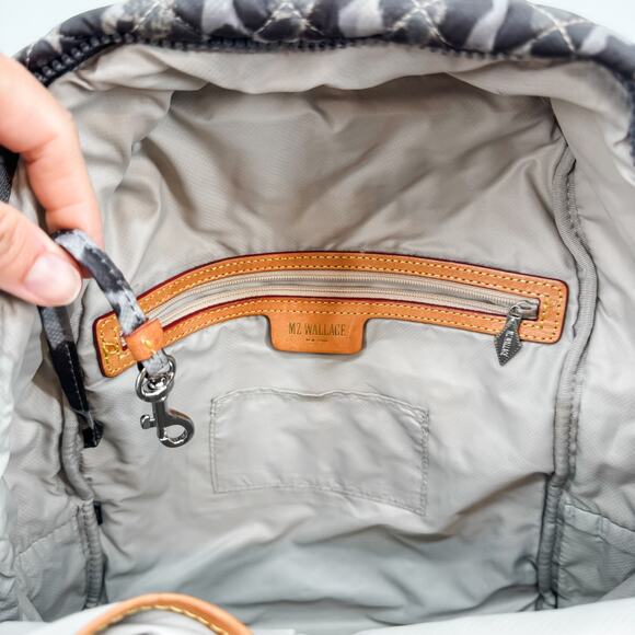 MZ Wallace Backpack Metro Leopard Quilted Top‎ Handle Pocket Nylon Travel Gray - Picture 3 of 9